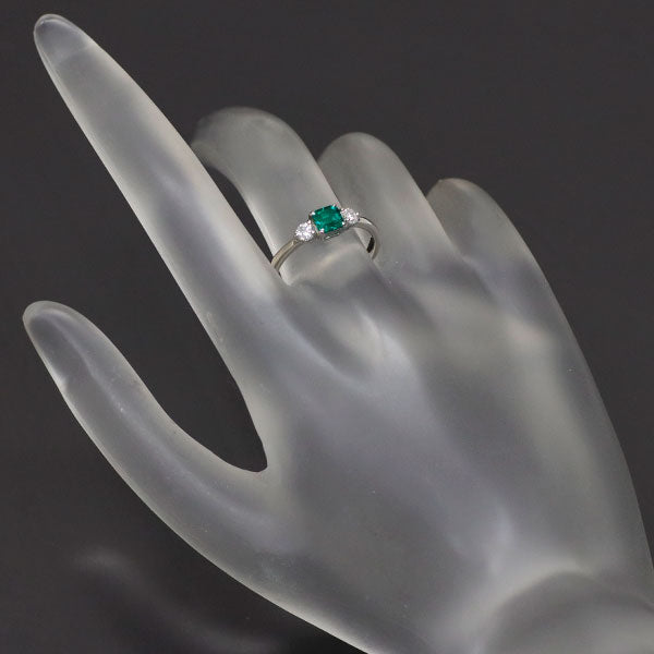 Pt900 Emerald Diamond Ring 0.359ct D0.20ct 