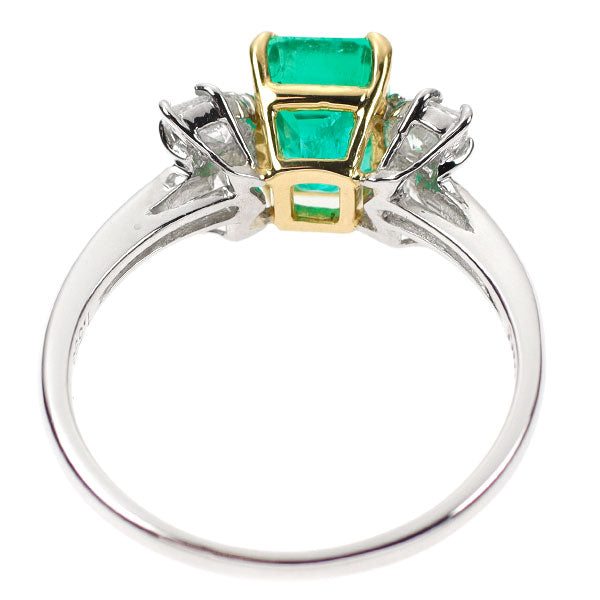 Pt900/ K18YG Emerald Diamond Ring 1.595ct D0.60ct 