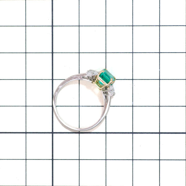 Pt900/ K18YG Emerald Diamond Ring 1.595ct D0.60ct 