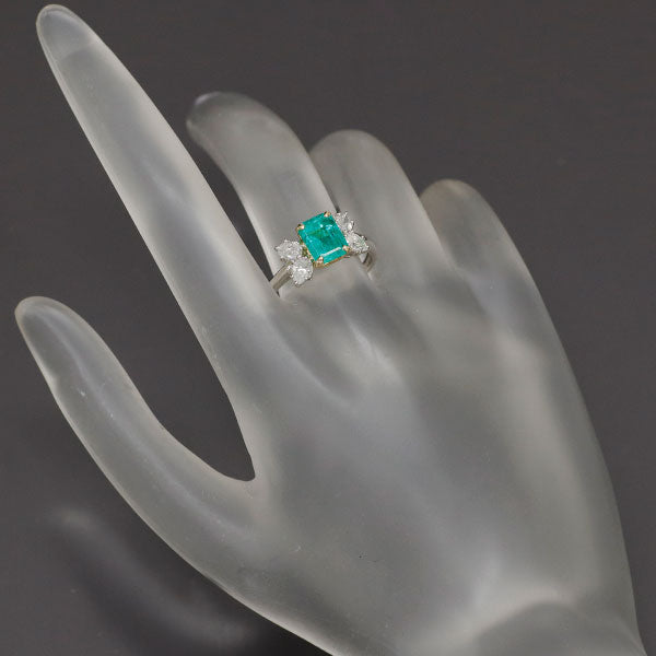 Pt900/ K18YG Emerald Diamond Ring 1.595ct D0.60ct 