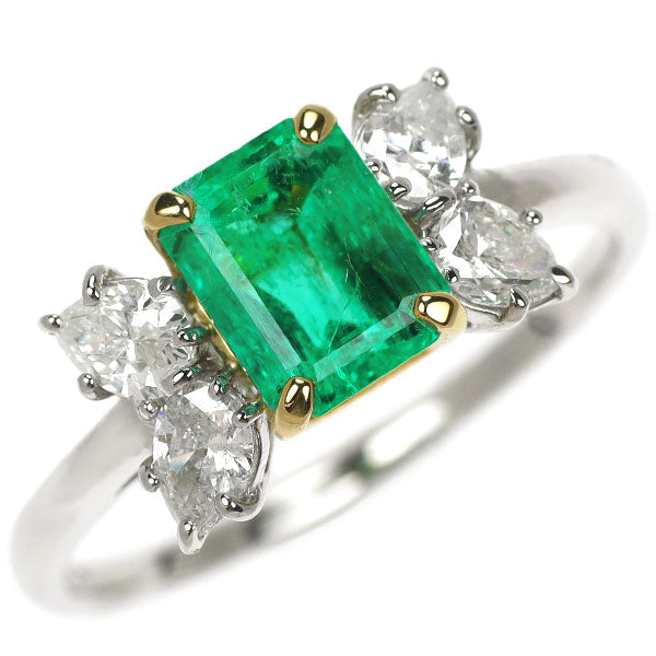 Pt900/ K18YG Emerald Diamond Ring 1.595ct D0.60ct 