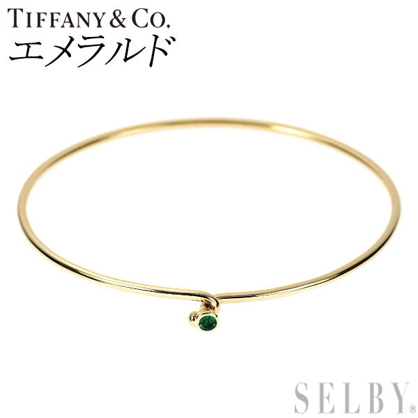 Tiffany K14YG Emerald Bangle Double Hook 