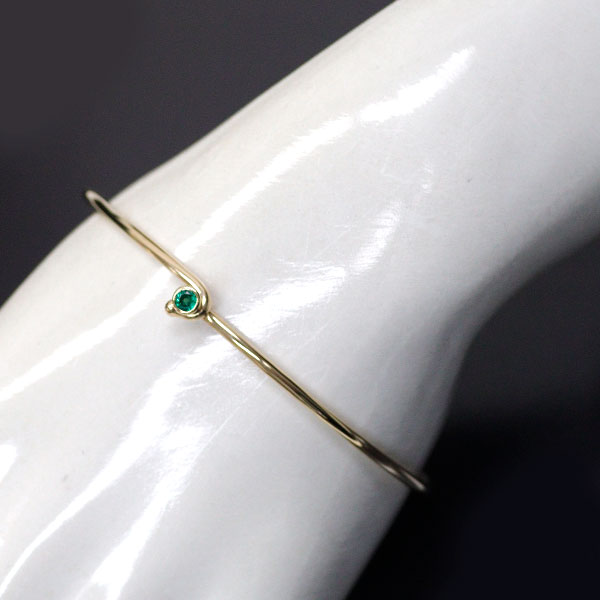 Tiffany K14YG Emerald Bangle Double Hook 