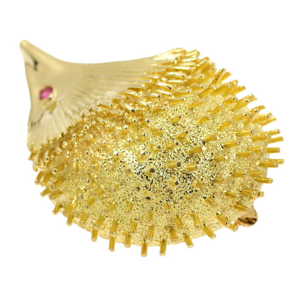 Tiffany K18YG Ruby Brooch Hedgehog《Selby Ginza Store》[S, Like New, Polished][Used] 