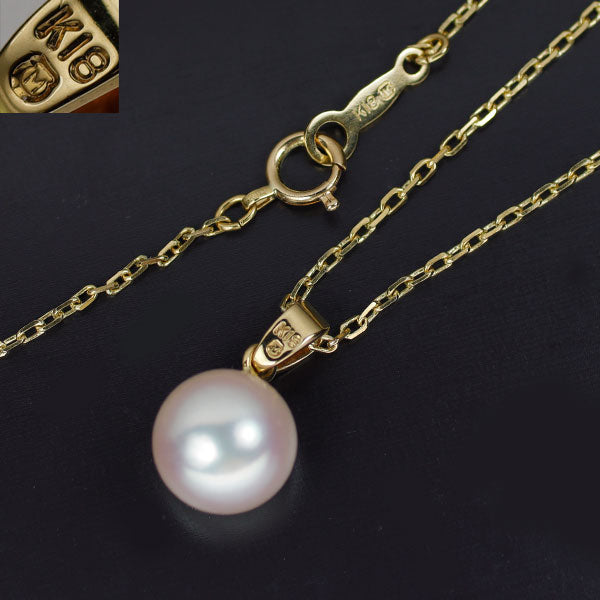 Mikimoto K18YG Akoya pearl pendant necklace, diameter approx. 8.5mm 