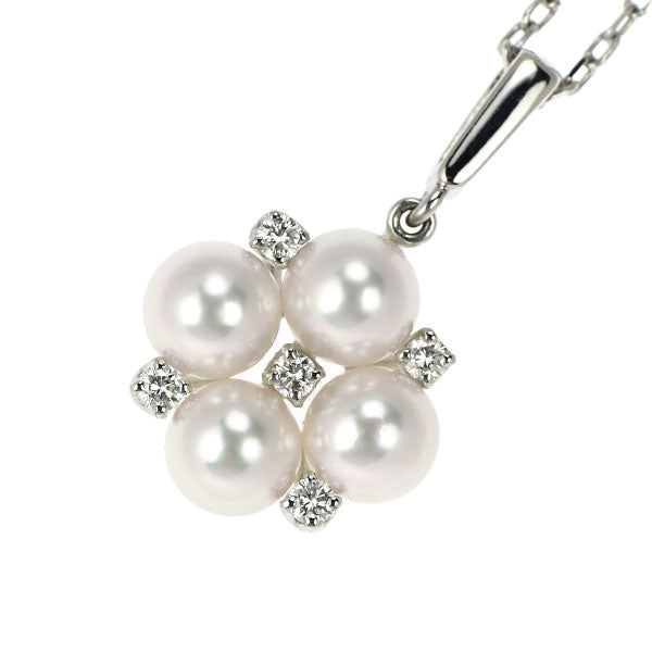 MIKIMOTO K18WG Akoya pearl diamond pendant necklace, diameter approx. 5.2mm 