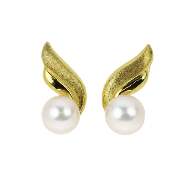 Mikimoto K18YG Akoya pearl earrings, diameter approx. 6.1-6.4mm 