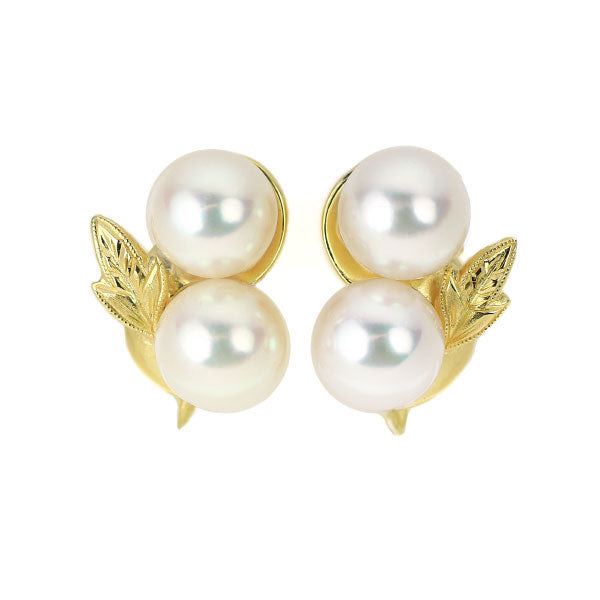 Mikimoto K14YG Akoya pearl earrings, diameter approx. 6.1-6.2mm, Toi et Moi 