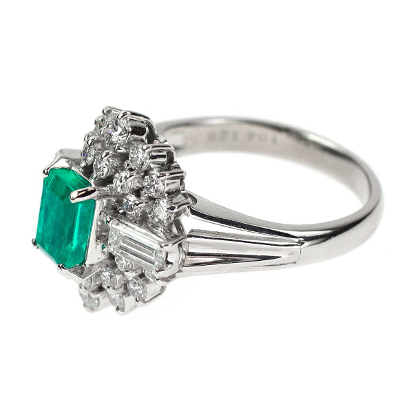 Pt900 Emerald Diamond Ring 1.04ct D1.26ct 