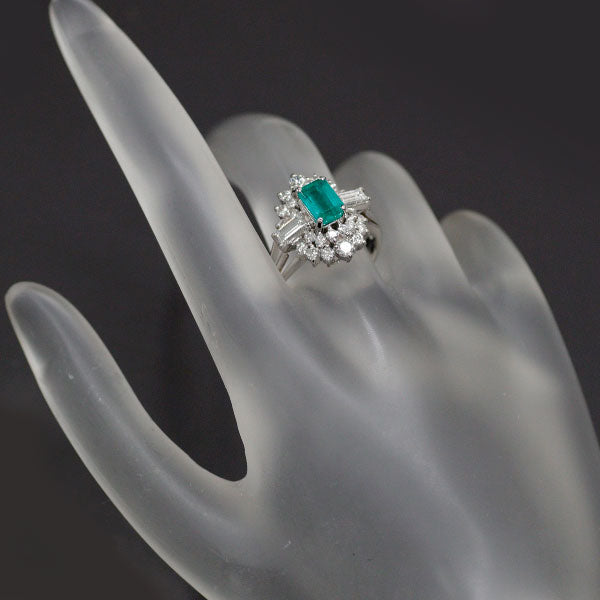 Pt900 Emerald Diamond Ring 1.04ct D1.26ct 