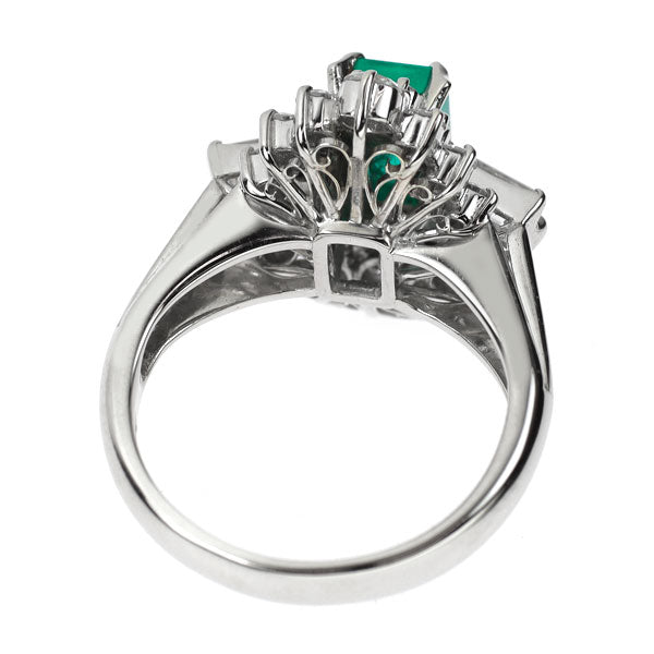 Pt900 Emerald Diamond Ring 1.04ct D1.26ct 