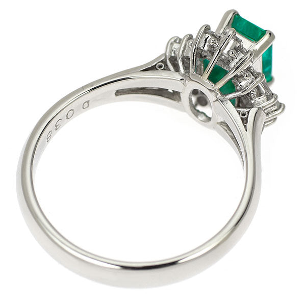 Pt900 Emerald Diamond Ring 0.71ct D0.38ct 