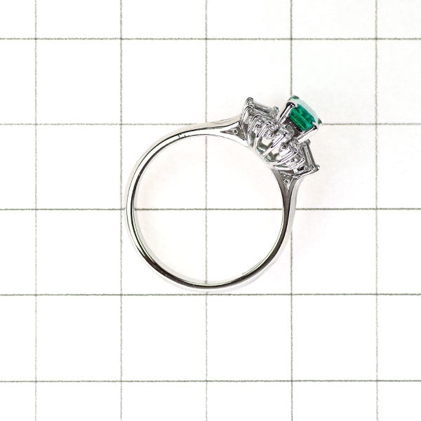 Pt900 Emerald Diamond Ring 0.71ct D0.38ct 