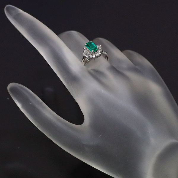 Pt900 Emerald Diamond Ring 0.71ct D0.38ct 