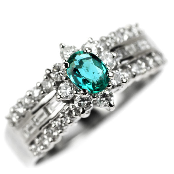 Rare Pt900 Brazilian Paraiba Tourmaline Diamond Ring PT0.29ct D0.70ct 