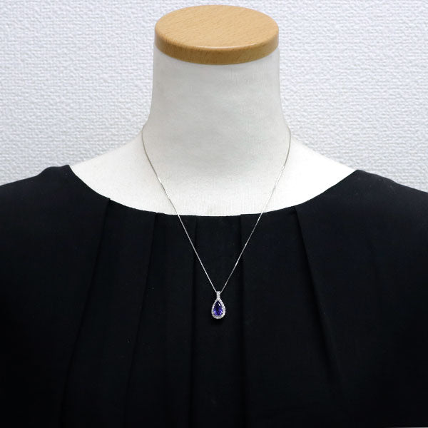 Pt Tanzanite Diamond Pendant Necklace 2.02ct D0.41ct 