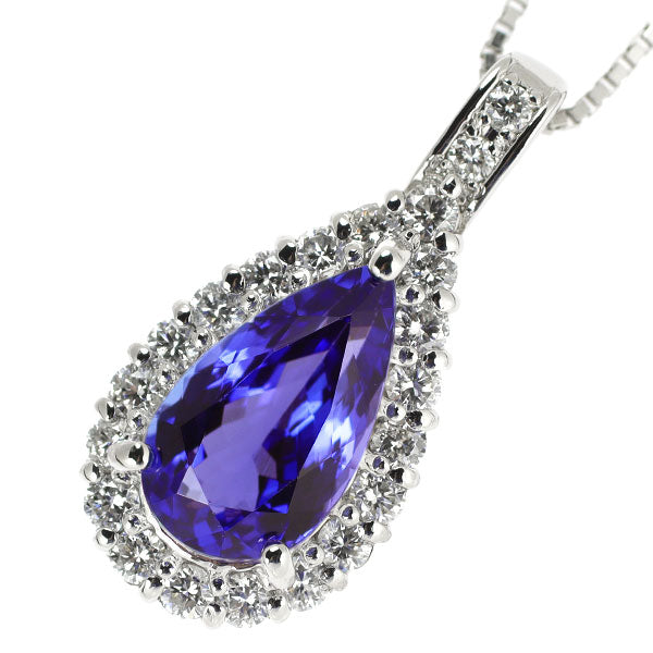 Pt Tanzanite Diamond Pendant Necklace 2.02ct D0.41ct 