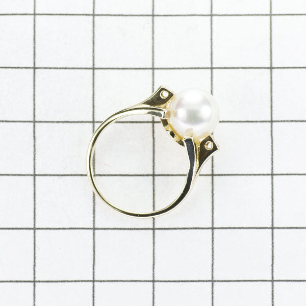 MIKIMOTO K18YG Akoya pearl diamond ring, diameter approx. 8.5mm 