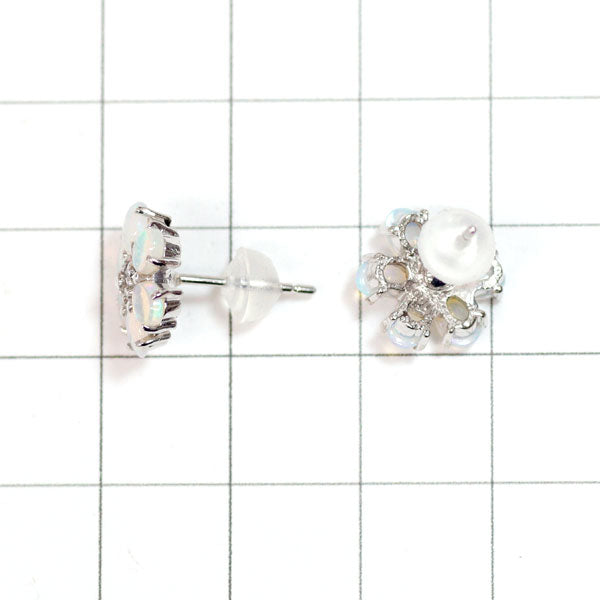 K18WG/ Pt850 オパール ダイヤモンド ピアス 0.70ct D0.06ct