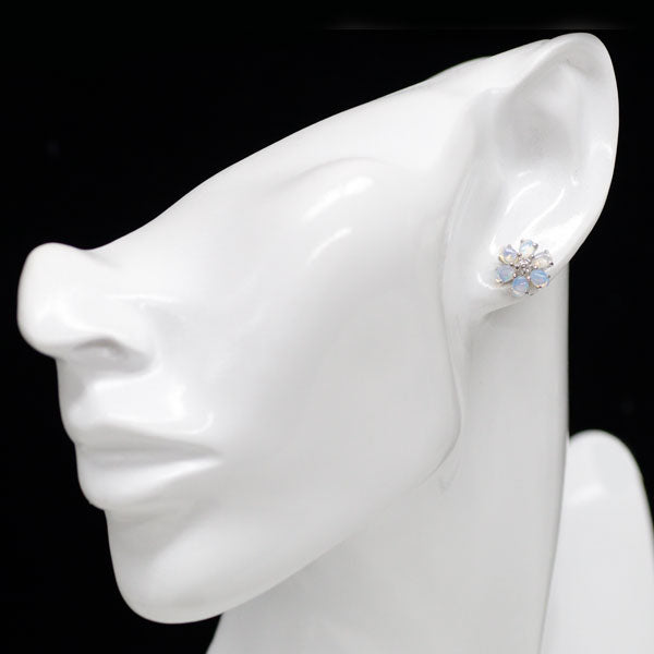 K18WG/Pt850 Opal Diamond Earrings 0.70ct D0.06ct 