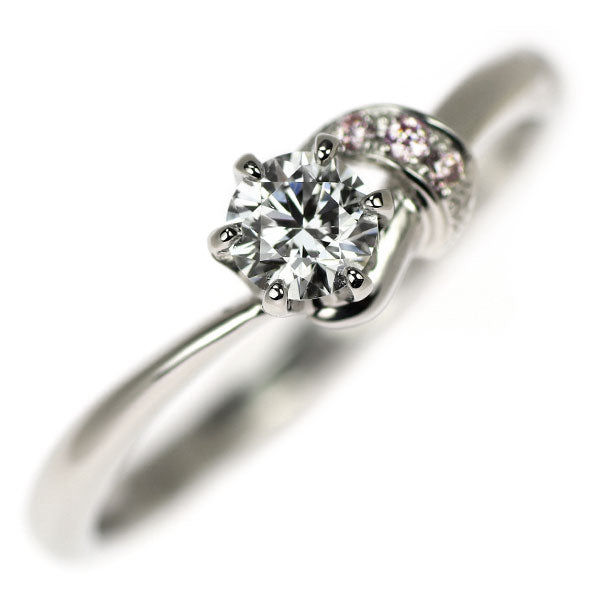 俄 希少 Pt950 ダイヤモンド  天然ピンクダイヤ リング 0.266ct 茜