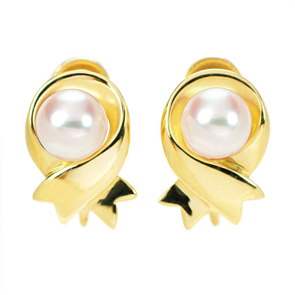 Mikimoto K18YG Akoya pearl earrings, diameter approx. 5.5mm 