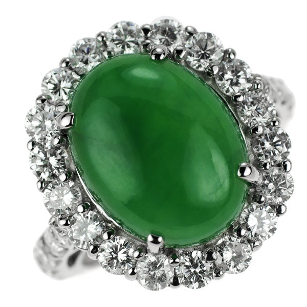 Pt950 Jade Diamond Ring 8.461ct D1.99ct 