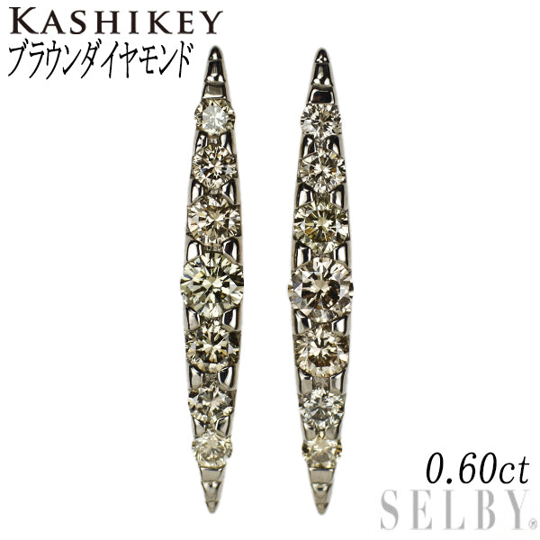 Kashikei K14WG/K18BG Brown Diamond Earrings D0.60ct Naked 