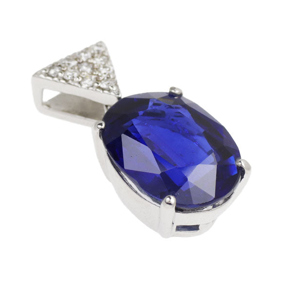 K18WG/Pt900 Sapphire Diamond Pendant Top 6.477ct D0.10ct 