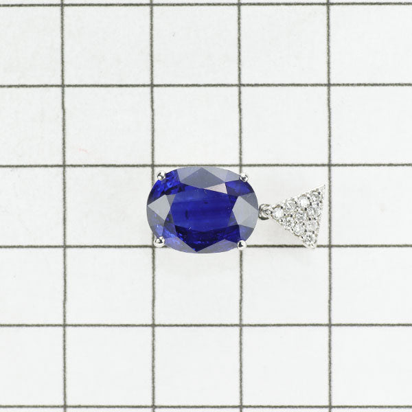 K18WG/Pt900 Sapphire Diamond Pendant Top 6.477ct D0.10ct 