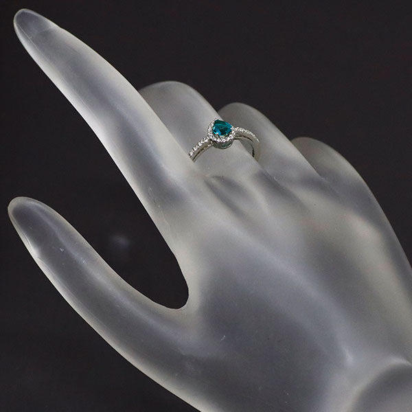 New Rare Pt950 Pear Shape Green Apatite Rose Cut Diamond Ring 0.247ct D0.13ct [Escore] 