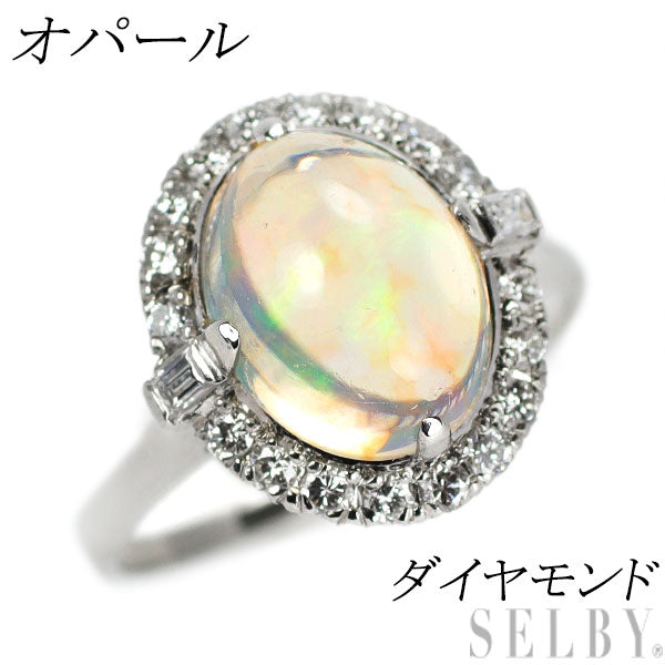 Pt850 Opal Diamond Ring Vintage Product Senbon Watermark 