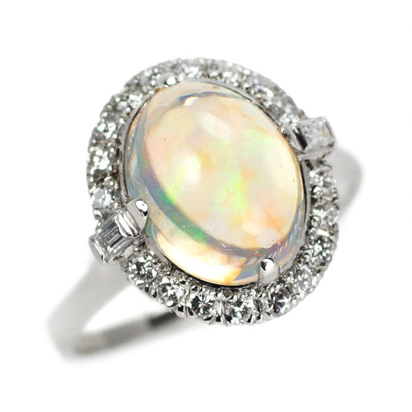 Pt850 Opal Diamond Ring Vintage Product Senbon Watermark 