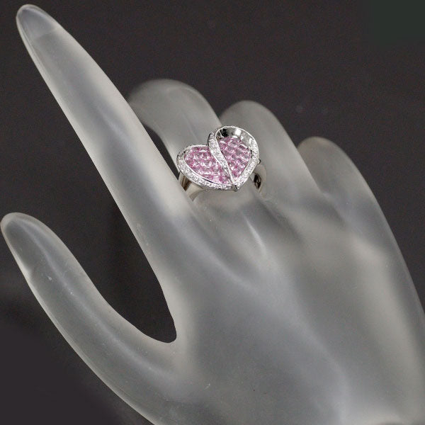 Les Essentiels K18WG Pink Sapphire Diamond Ring 1.87ct D0.23ct Mystery Setting Heart 