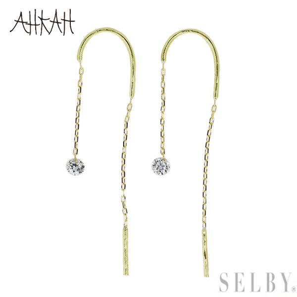 AHKAH K18YG Diamond American Earrings 