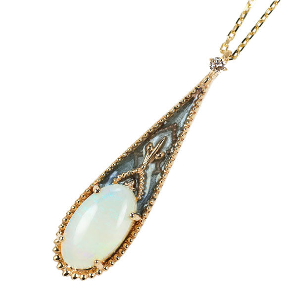 Agate K10YG Opal Diamond Pendant Necklace Shippo Spring 2018 