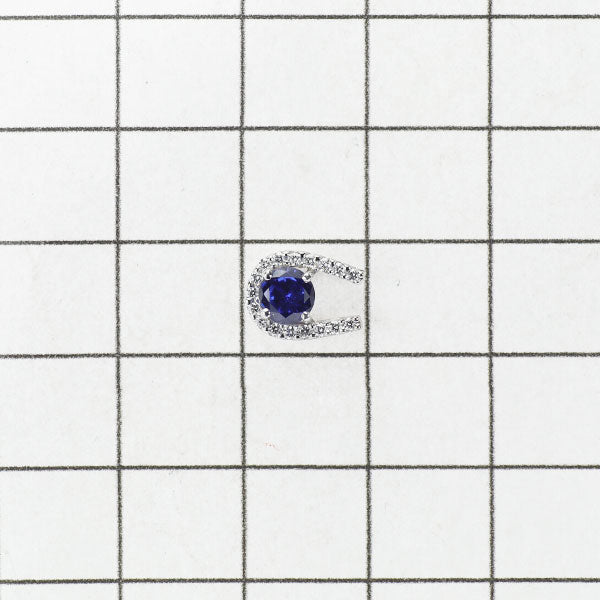 K18WG Sapphire Diamond Pendant Top 0.40ct D0.08ct Horseshoe 