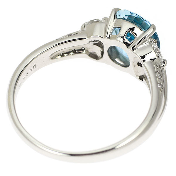 Pt900 Aquamarine Diamond Ring 2.22ct D0.32ct 