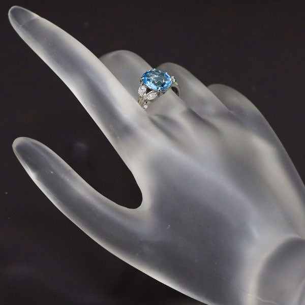 Pt900 Aquamarine Diamond Ring 2.22ct D0.32ct 