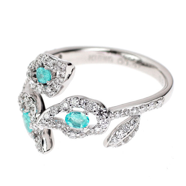 Rare K18WG Paraiba Tourmaline Diamond Ring 0.23ct D0.67ct 