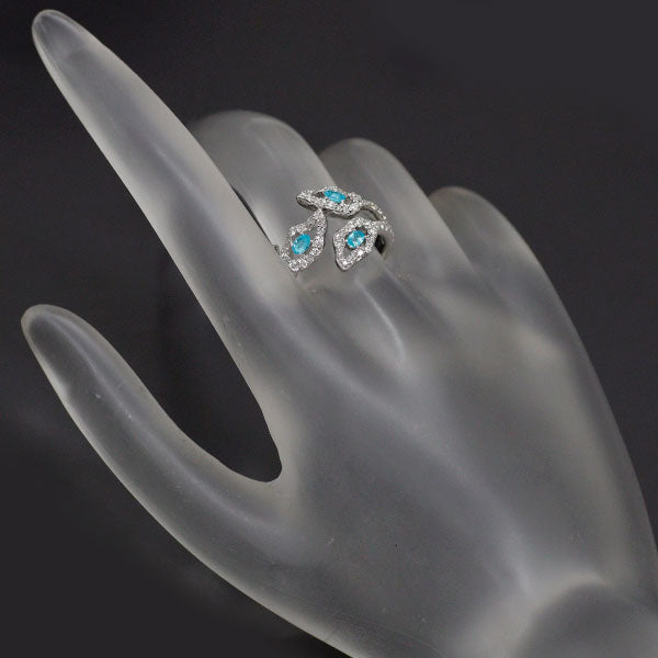 Rare K18WG Paraiba Tourmaline Diamond Ring 0.23ct D0.67ct 