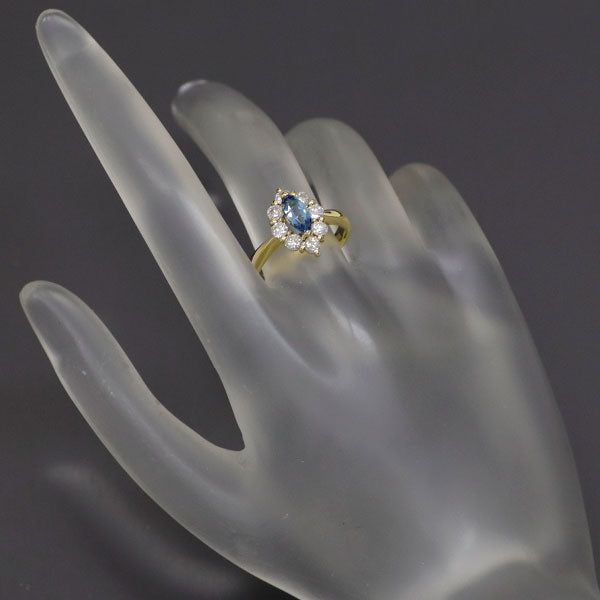 K18YG Aquamarine Diamond Ring D0.78ct 