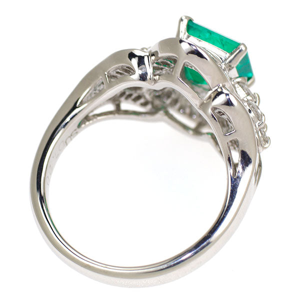 Pt900 Emerald Diamond Ring 1.56ct D1.20ct 