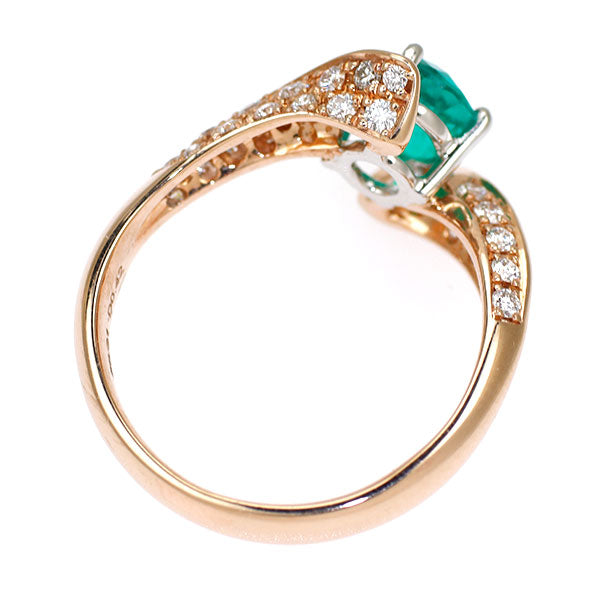 K18PG/Pt900 Emerald Diamond Ring 0.91ct D0.42ct 