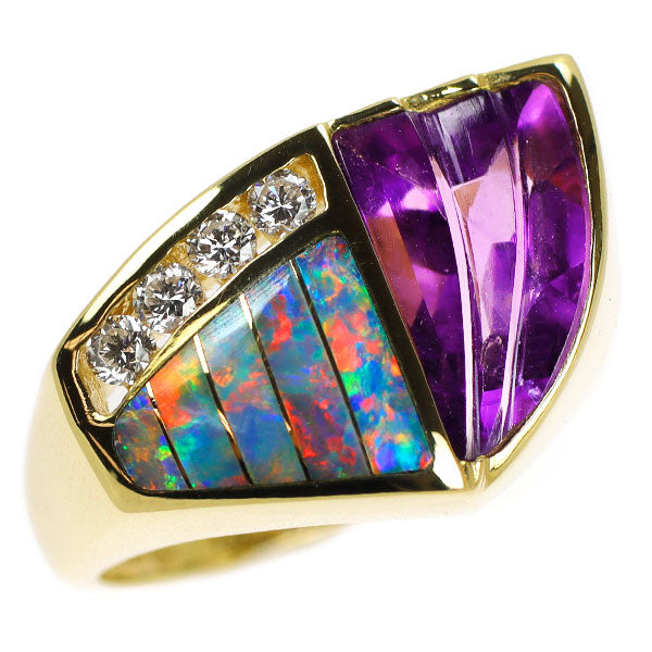 KABANA K18YG Amethyst Opal Diamond Ring 