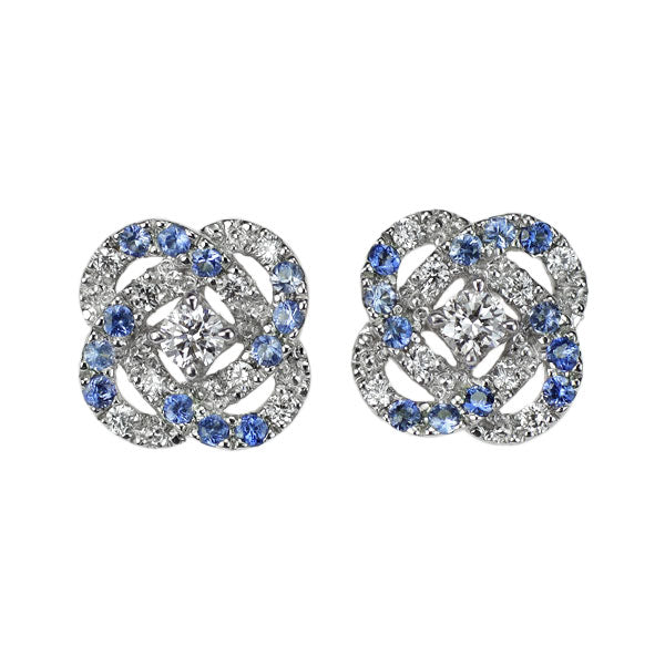 Ponte Vecchio K18WG Sapphire Diamond Earrings 0.08ct D0.10ct Flower 