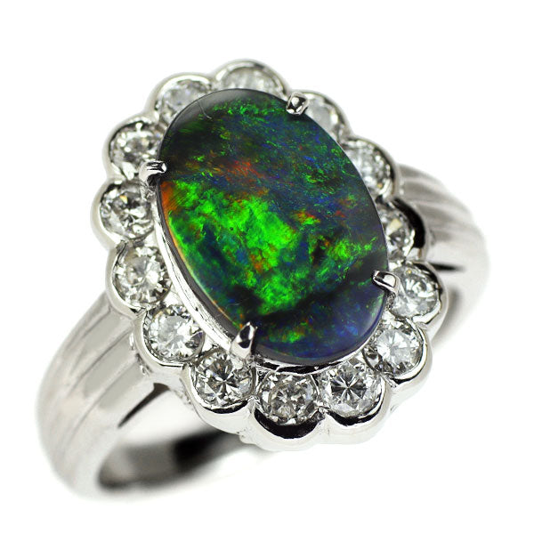 Pt900 Black Opal Diamond Ring 1.057ct D0.63ct 