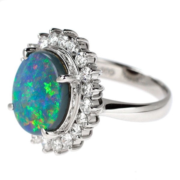 Pt900 Opal Diamond Ring 3.72ct D0.95ct 