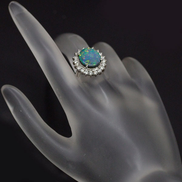 Pt900 Opal Diamond Ring 3.72ct D0.95ct 