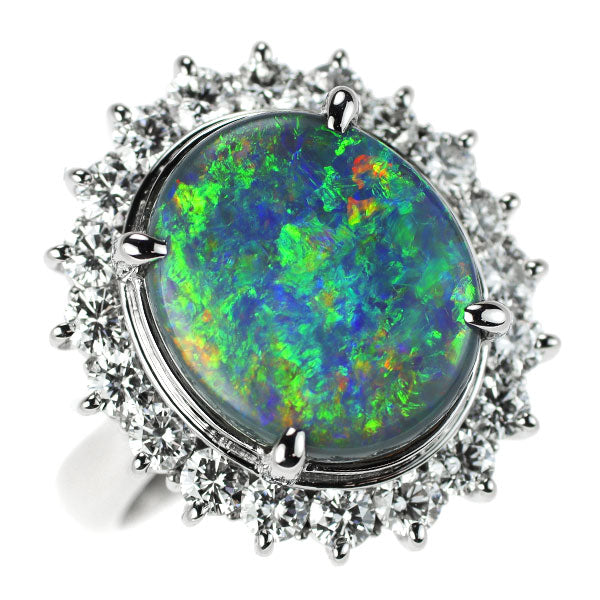 Pt900 Opal Diamond Ring 3.72ct D0.95ct 